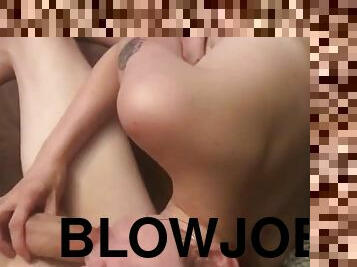Naked blowjob watching tv