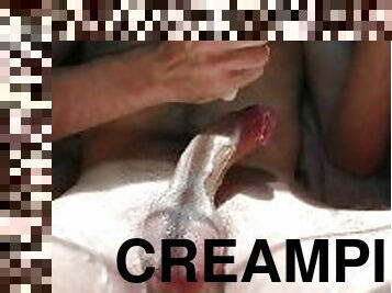 Jerking off using my creamy lube and cum from round 1