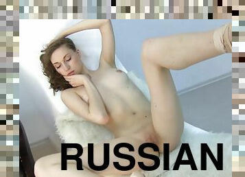 ruso, adolescente, a-solas, morena, flexible, tetitas