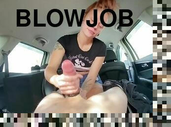 Tinder slut gives sloppy blowjob and sucks my balls.
