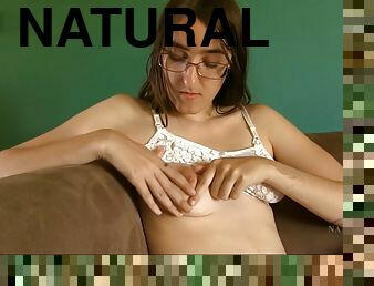 Natural Lady With Glasses And Hairy Vagina