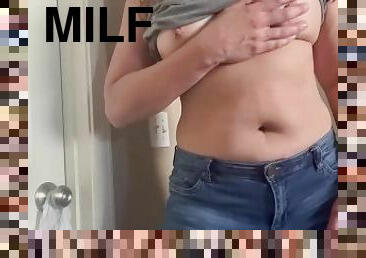 MILF braless and wearing jeans