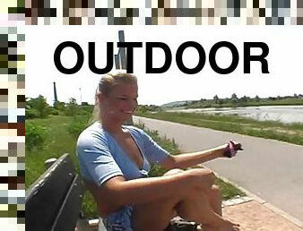 Bored Blonde Slut with a Round Rack Shoots Outdoor Reality Porn Video