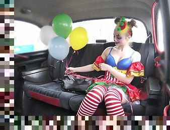 Kinky and costumed blonde adores sex in the taxi with a driver