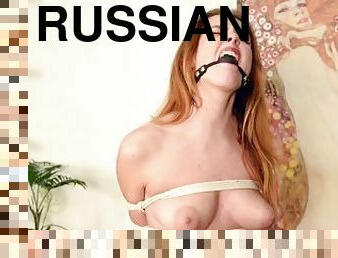 russe, pornstar, bdsm, pieds, rousse, solo, bâillonnement, bondage