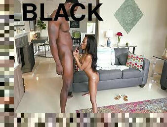 Tiny Black Girl Sucks A Huge Tall Guys Big Black Pole In The Living Room - Ebony Porn 5 Min