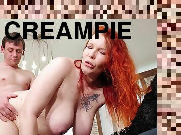 Huge Creampie In Pussy For Busty Milf - Redhead Big Ass Mom Want More &more