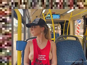 gros-nichons, public, amateur, milf, blonde, bus, solo, brunette, seins-nus