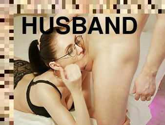 Bespectacled Hussy Gives Romantic Messy Rimming To Her Lustful Husband