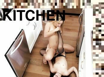 Jane Wilde and Abella Danger fucking wildly in the kitchen