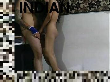 Indian College Teen Sucking Big Meaty Cock In Standing Position And Taking Cum Inside Pussy