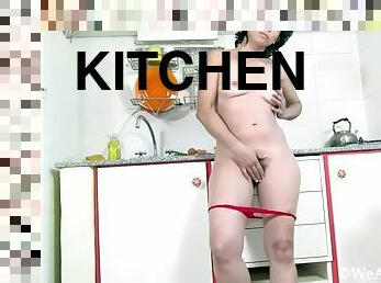 Soledad Masturbates In Her Kitchen With A Spoon