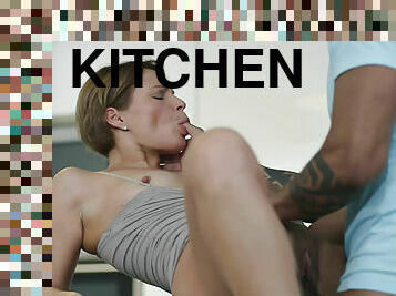 Gentle sex in the kitchen with hot Szilvia Lauren