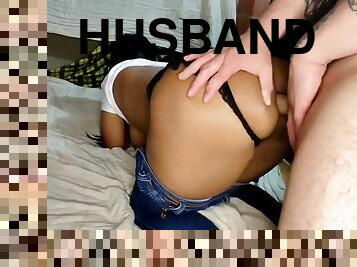 My husbands son grows his dick when he sees my ass in jeans and ends up giving me a hard fuck in my ass Anal gaping