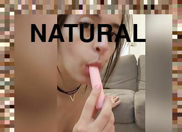 Petite Abbie Maley caresses herself with a small sex toy