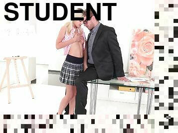 Pigtailed student sucking & fucking during her extra tuition classes