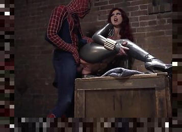 Insatiable damsel Brooklyn Lee shagged by horny Spider-Man