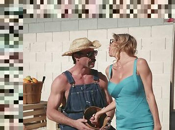 Hunky farmer is lucky to fuck beautiful blonde MILF