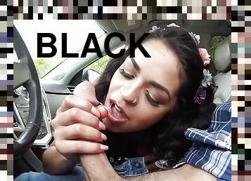 Latina Vienna Black takes driver's cock in back seat in missionary