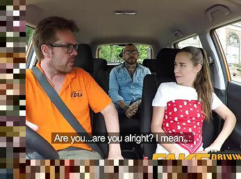Fake Driving School Sexy horny learners secretly fuck in instructors car