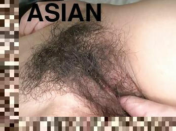 asian hottie with very hairy muff