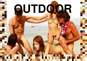 Outdoor group sex with ladyboys