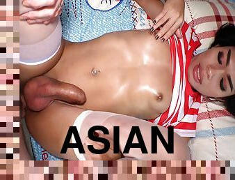 asiatisk, gammel, transvestit, anal, pikslikkeri, teenager, ladyboy, strømper, trusser, ung-18