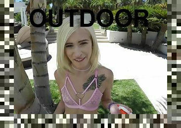 Lovely blonde teen Kiara Cole enjoys fucking outdoors