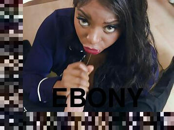 Ebony babe takes dick from ass to mouth and backwards