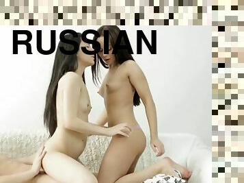 Russian naughty teens hot threesome porn video