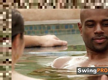 Swingers start with horny flirting in the jacuzzi