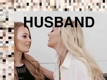 Husband sucks pleasure from lesbian sex and fucks wife