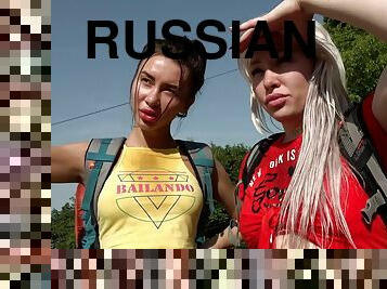 Russian Hitchhikers Hard Core group sex