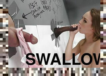 GloryHole bj, Spunk in mouth Swallow Angel Smalls