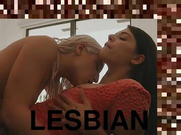 Lesbian couple have sex in the shower