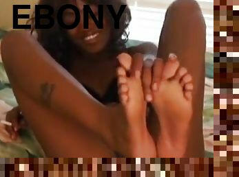 Ebony Babe Footjob Fucking