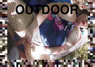 Horny BBW outdoor pov sex video