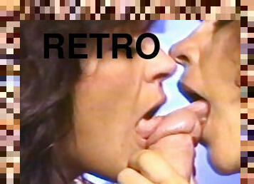 Retro video of two hot ass babes getting fucked by one lucky man