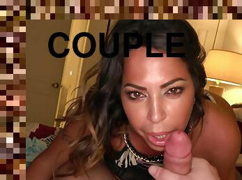 HD POV video of brunette Julianna Vega sucking a big dick