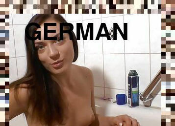 German  18 yo teen with big pussy lips shaved homemade