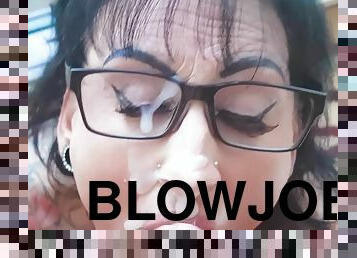 Homemade facial blowjob on glasses with german big tits milf pov