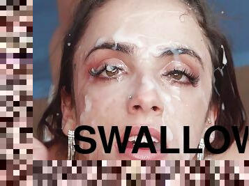 Melody Teen swallows 96 huge cumshots