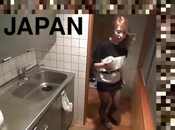 Japanese chick enjoys while getting fucked in the kitchen