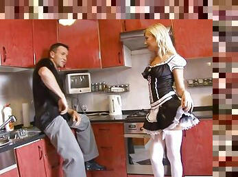 Donna Bell dresses up as naughty maid for her man Choky Ice. Gives up that ass for anal sex plunging