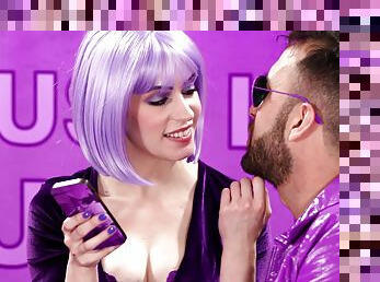 Kinky fucking with adorable Anna De Ville dressed in purple clothes