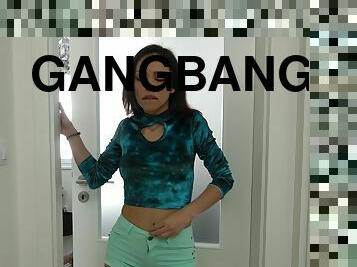 Wild gangbang at home with hot ass brunette neighbor Noa Tevez