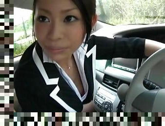Sexy Japanese chick Yuri Aine gets fucked in the back of the car