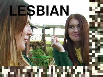 Lesbian friends Samantha Bentley and Misha Cross have sex in the kitchen