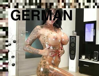 German big tits tattoo milf seduce guy with oil massage