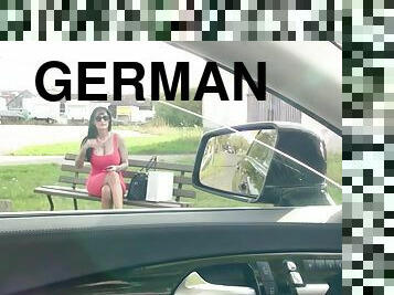 German big tits Milf hitchhiker pick up and fuck in public